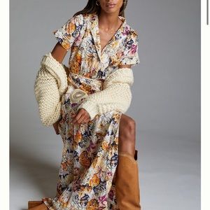 NEW Anthropologie x Barok Paris Floral Maxi Shirtdress